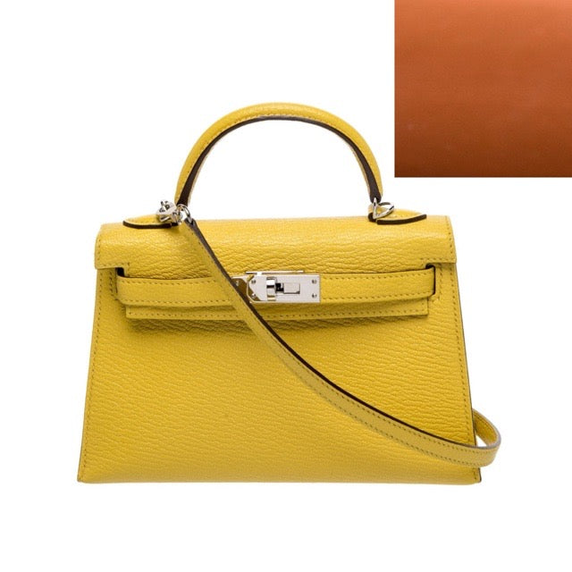 エルメス ミニケリー 20 外縫い ヴェルソ Jaune de Naples Gold