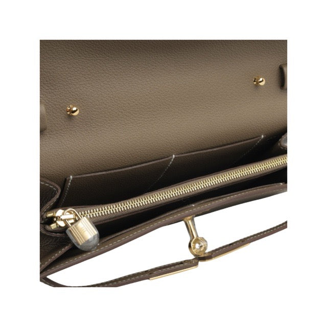 エルメス ケリーウォレット トゥーゴー 長財布 エトゥープ エヴァーカラー エバーカラー ゴールド金具 HERMES KELLY WALLET TO GO ETOUPE EVERCOLOR GOLD HARDWARE