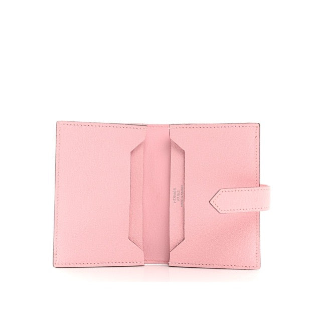 エルメス ベアン カードホルダー ウォレット ローズサクラ シェーブルミゾール シルバー金具 カードケース 財布 HERMES BEARN CARD HOLDER WALLET ROSE SAKURA CHEVRE MYSORE SILVER HARDWARE【中古】