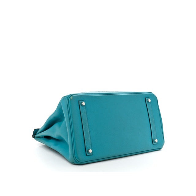 エルメス バーキン３５ ギリーズ ターコイズ トゴ スイフト シルバー金具 HERMES BIRKIN 35 GHILLIES TURQUOISE TOGO SWIFT SILVER HARDWARE【中古】