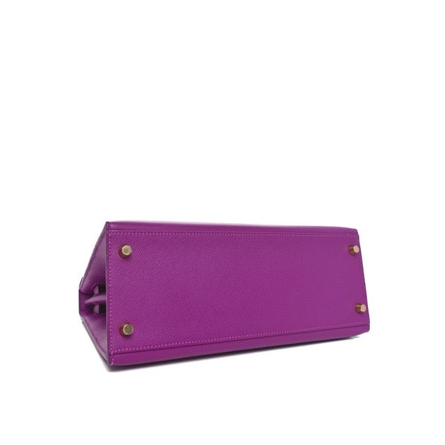 HERMES KELLY 28 SELLIER ANEMONE EPSOM GOLD HARDWARE
