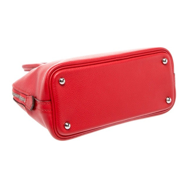エルメス ミニ ボリード 1923 ヴェルソ Rouge De Coeur Bleu Du Nord エバーカラー シルバー金具 HERMES MINI BOLIDE 1923 VERSO ROUGE DE COEUR BLEU DU NORD EVERCOLOR SILVER HARDWARE