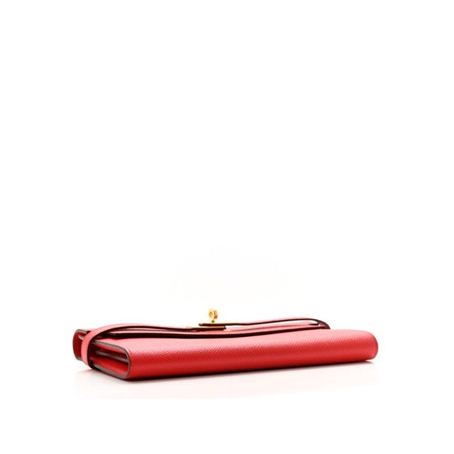 エルメス ケリー ロングウォレット 長財布 ルージュトマト エプソン ゴールド金具 HERMES KELLY LONG WALLET ROUGE TOMATE EPSOM GOLD HARDWARE【中古】