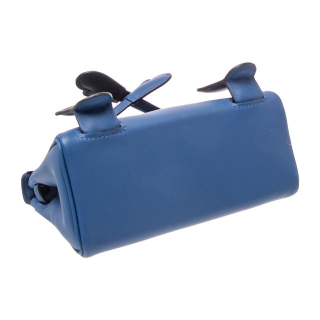 HERMES KELLY DOLL 16 QUELLE IDOLE BLEU TIE CABAN SWIFT SILVER HARDWARE