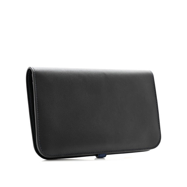 エルメス ドゴンデュオ ウォレット バイカラー ブラック ブルーサフィール スイフト シルバー金具 長財布 HERMES DOGON DUO WALLET BLACK BLEU SAPHIR SWIFT SILVER HARDWARE【中古】