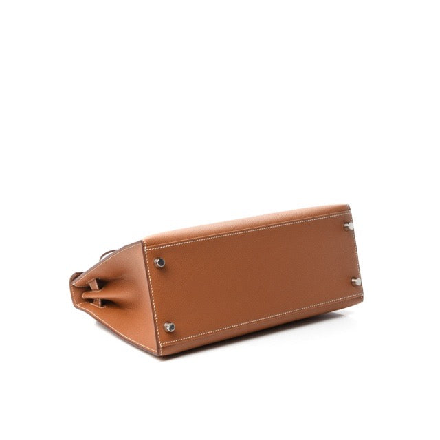 エルメス ケリー２８ 外縫い ゴールド エプソン シルバー金具 HERMES KELLY SELLIER 28 GOLD EPSOM SILVER HARDWARE【中古】