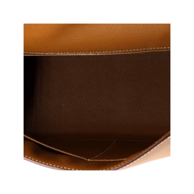 エルメス ケリー２８ 外縫い ゴールド エプソン シルバー金具 HERMES KELLY SELLIER 28 GOLD EPSOM SILVER HARDWARE【中古】