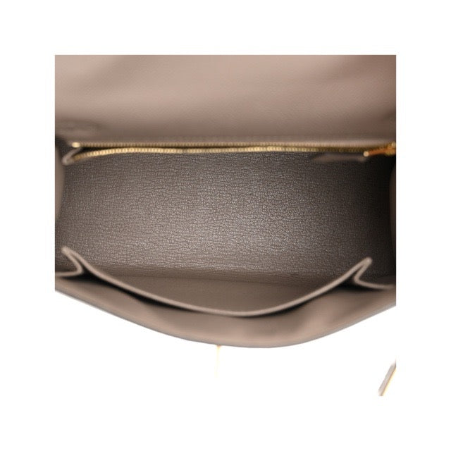 エルメス ケリー２５ 外縫い グリアスファルト エプソン ゴールド金具 HERMES KELLY SELLIER 25 GRIS ASPHALTE EPSOM GOLD HARDWARE【中古】