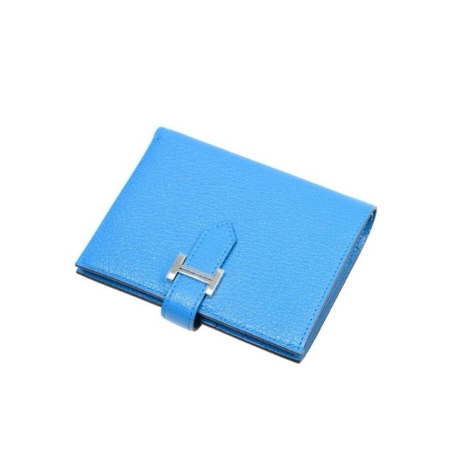 エルメス ベアン コンパクトウォレット ブルーザンジバル シェーブル シルバー金具 折り財布 HERMES BEARN COMPACT WALLET BLEU ZANZIBAR CHEVRE SILVER HARDWARE