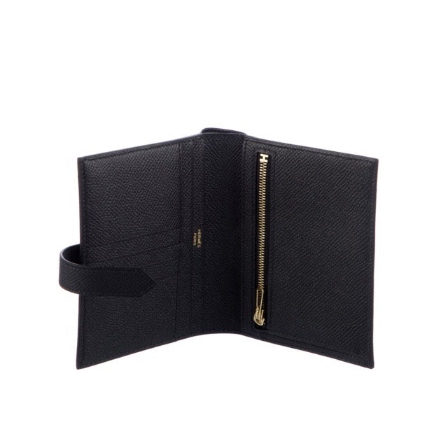 エルメス ベアン コンパクトウォレット ブラック エプソン ローズゴールド金具 ピンクゴールド金具 折り財布 HERMES BEARN COMPACT WALLET BLACK EPSOM ROSE GOLD PINK GOLD HARDWARE