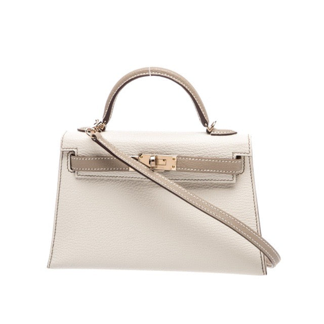 HERMES MINI KELLY 20 SELLIER HSS PERSONAL ORDER GRIS TOURTERELLE NATA CHEVRE MYSORE PERMABRASS GOLD HARDWARE