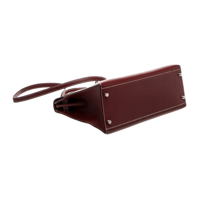 HERMES KELLY 32 SELLIER ROUGE H CHAMONIX SILVER HARDWARE