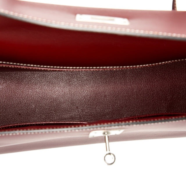 HERMES KELLY 32 SELLIER ROUGE H CHAMONIX SILVER HARDWARE