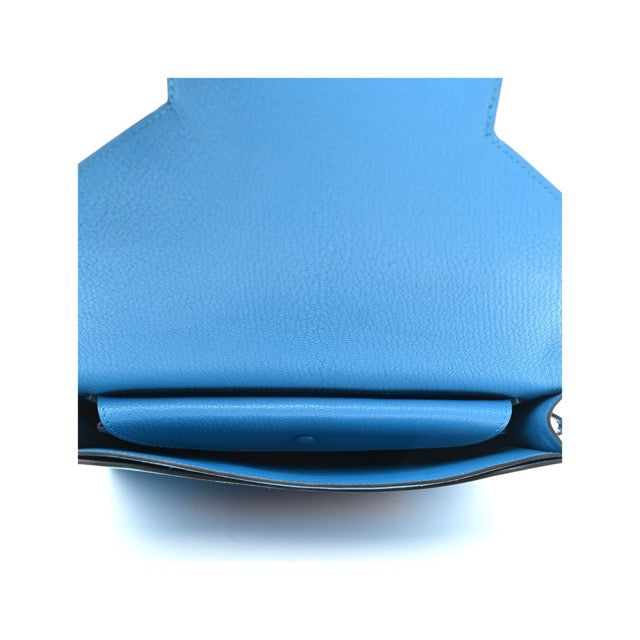 エルメス ファコ ショルダーバッグ バイカラー ブルーザンジバル フォーブ シェーブル バレニア シルバー金具 HERMES FACO SHOULDER BAG BLEU ZANZIBAR FAUVE CHEVRE BARENIA SILVER HARDWARE【中古】