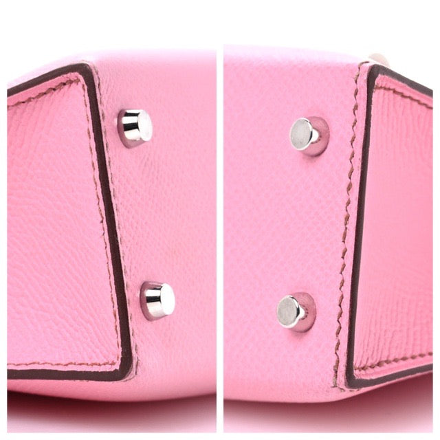 エルメス ミニケリー ケリーミニ２ ミニドゥ 外縫い バブルガムピンク 5P エプソン シルバー金具 HERMES KELLY MINI 2 SELLIER 20 BUBBLEGUM 5P PINK EPSOM SILVER HARDWARE【中古】