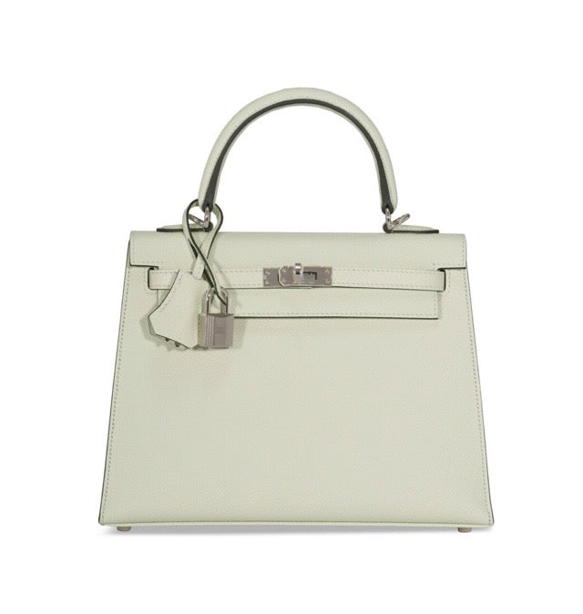 エルメス ケリー２５ 外縫い ヴェールフィズ エプソン シルバー金具 HERMES KELLY SELLIER 25 VERT FIZZ EPSOM SILVER HARDWARE【中古】