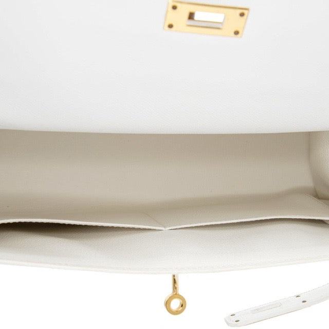 エルメス ケリー 32 外縫い Blanc エプソン ゴールド金具 HERMES KELLY 32 SELLIER BLANC EPSOM GOLD HARDWARE