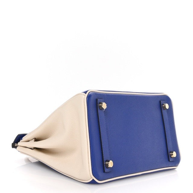 エルメス バーキン25 スペシャルオーダー バイカラー ブルーエレクトリック クレ エプソン マットゴールド金具 パーソナルオーダー ホースシュー HERMES BIRKIN 25 BLEU ELECTRIC CRAIE EPSOM BRUSHED GOLD HARDWARE HSS【中古】