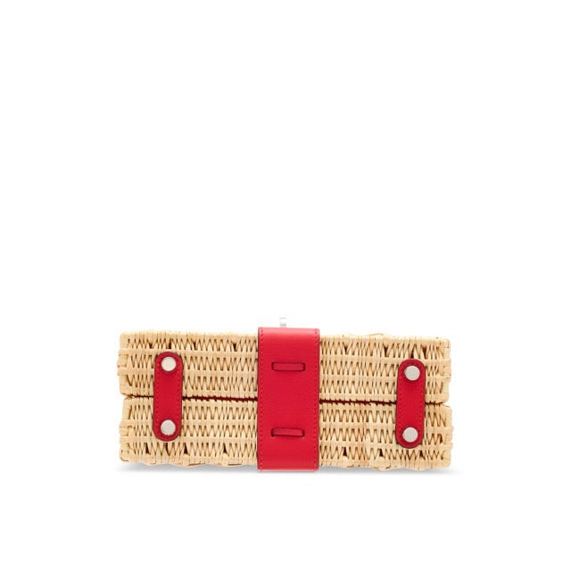 [Unused] HERMES MINI KELLY 2 SELLIER 20 PICNIC ROUGE DE COEUR SWIFT WICKER SILVER HARDWARE