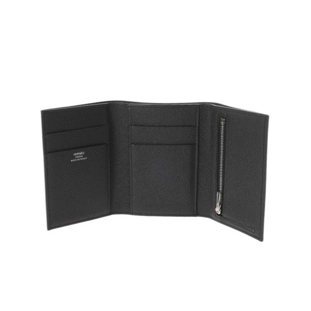 エルメス ベアン コンビネ ミニウォレット ブラック エプソン シルバー金具 三つ折り財布 HERMES BEARN COMBINE TRI-FOLD WALLET BLACK EPSOM SILVER HARDWARE