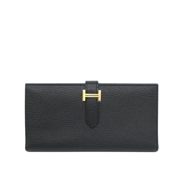 エルメス ベアンスフレ ベアンロングウォレット ブラック シェーブル ゴールド金具 長財布 HERMES BEARN GUSSET WALLET BLACK CHEVRE GOLD HARDWARE