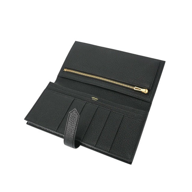 エルメス ベアンスフレ ベアンロングウォレット ブラック シェーブル ゴールド金具 長財布 HERMES BEARN GUSSET WALLET BLACK CHEVRE GOLD HARDWARE