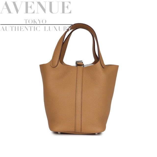 HERMES PICOTIN LOCK 18 PM BISCUIT TAURILLON CLEMENCE SILVER HARDWARE