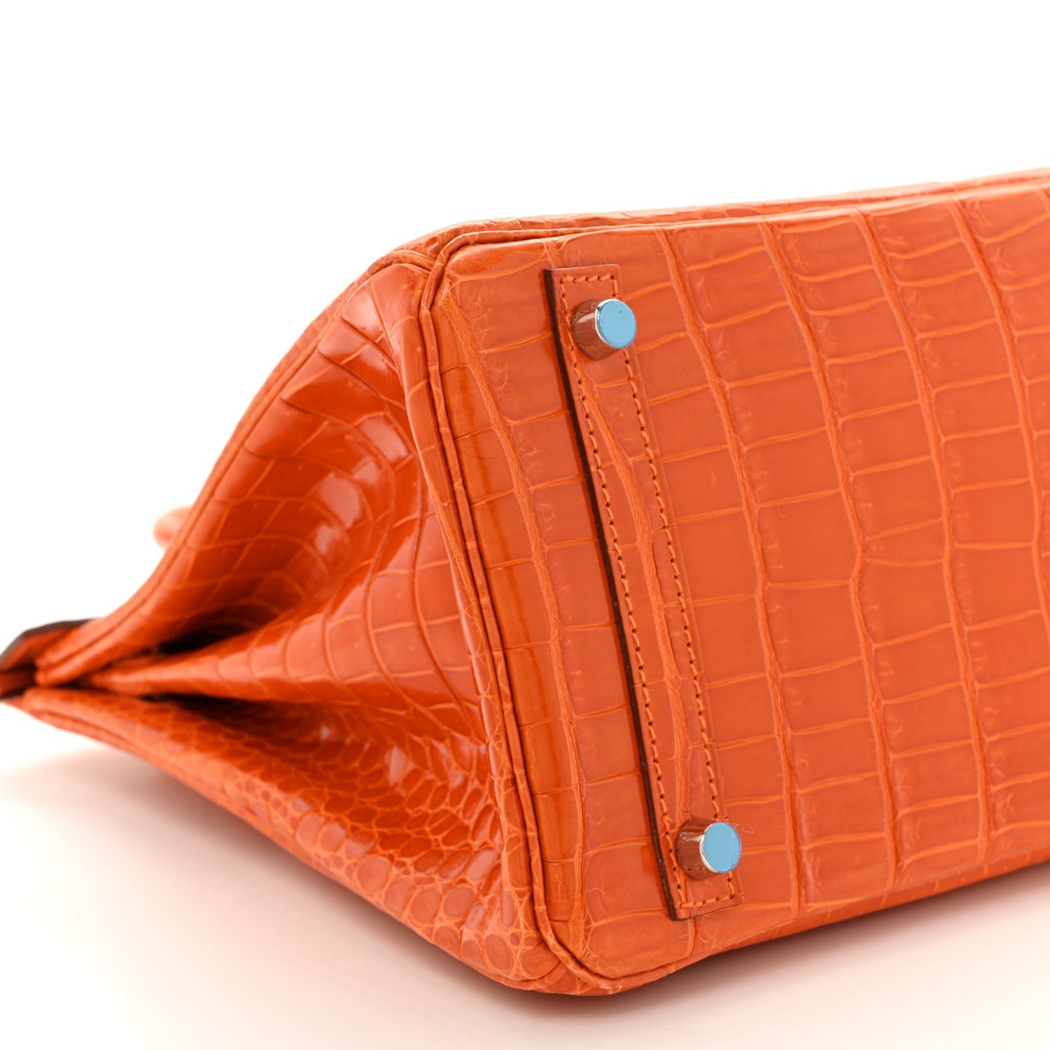 HERMES BIRKIN 30 ORANGE SHINY POROSUS CROCODILE GOLD HARDWARE