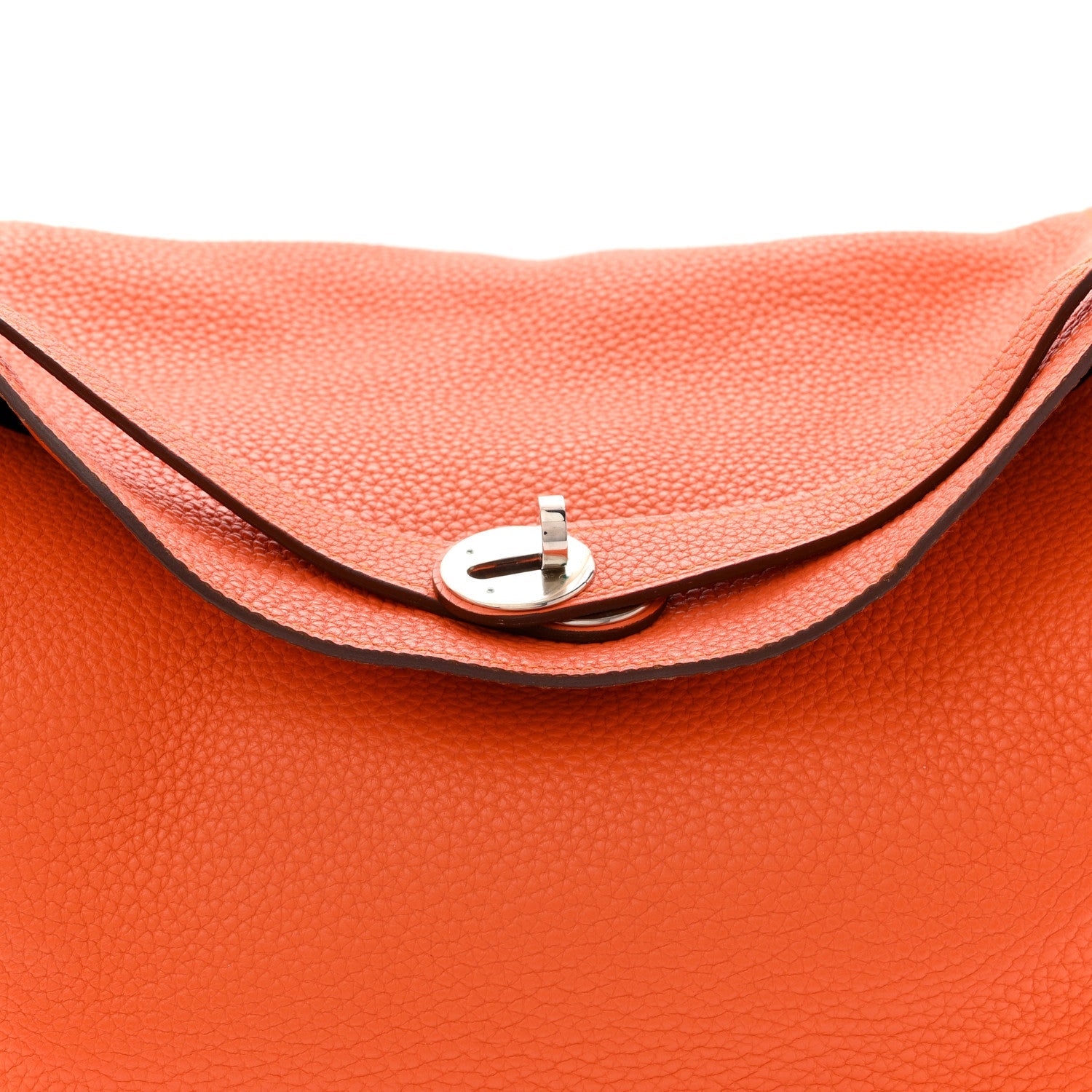 HERMES LINDY 34 ORANGE TAURILLON CLEMENCE SILVER HARDWARE