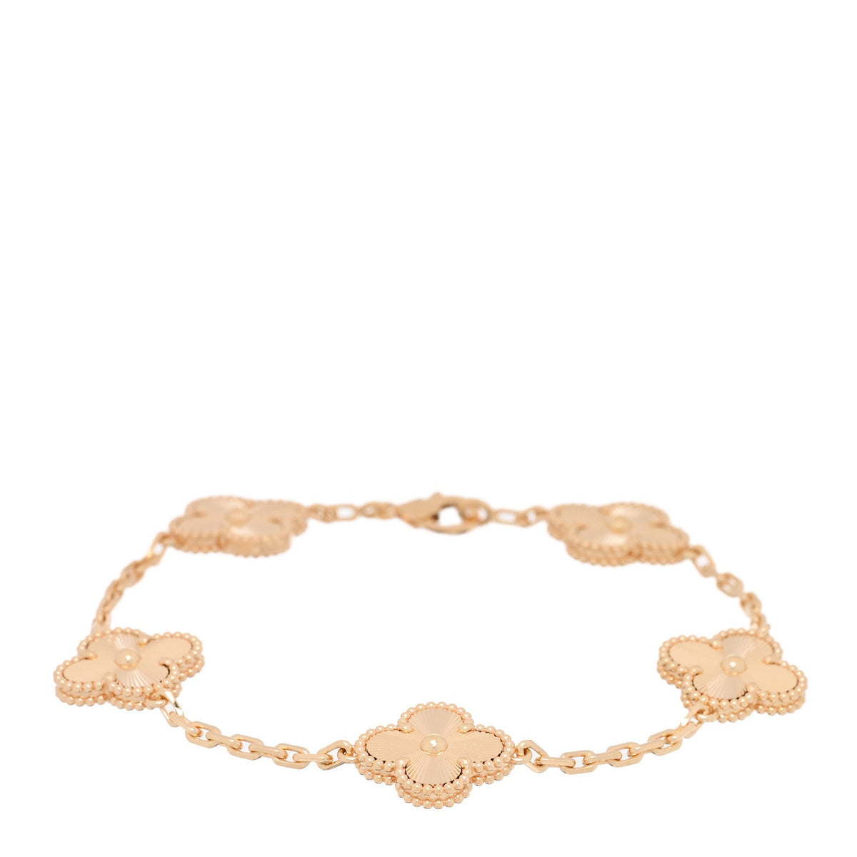 ヴァンクリーフ＆アーペル ヴィンテージアルハンブラ 5モチーフ ブレスレット ギョーシェ 18K イエローゴールド VAN CLEEF & ARPELS VINTAGE ALHAMBRA 5 MOTIFS BRACELET GUILLOCHÉ 18K YELLOW GOLD