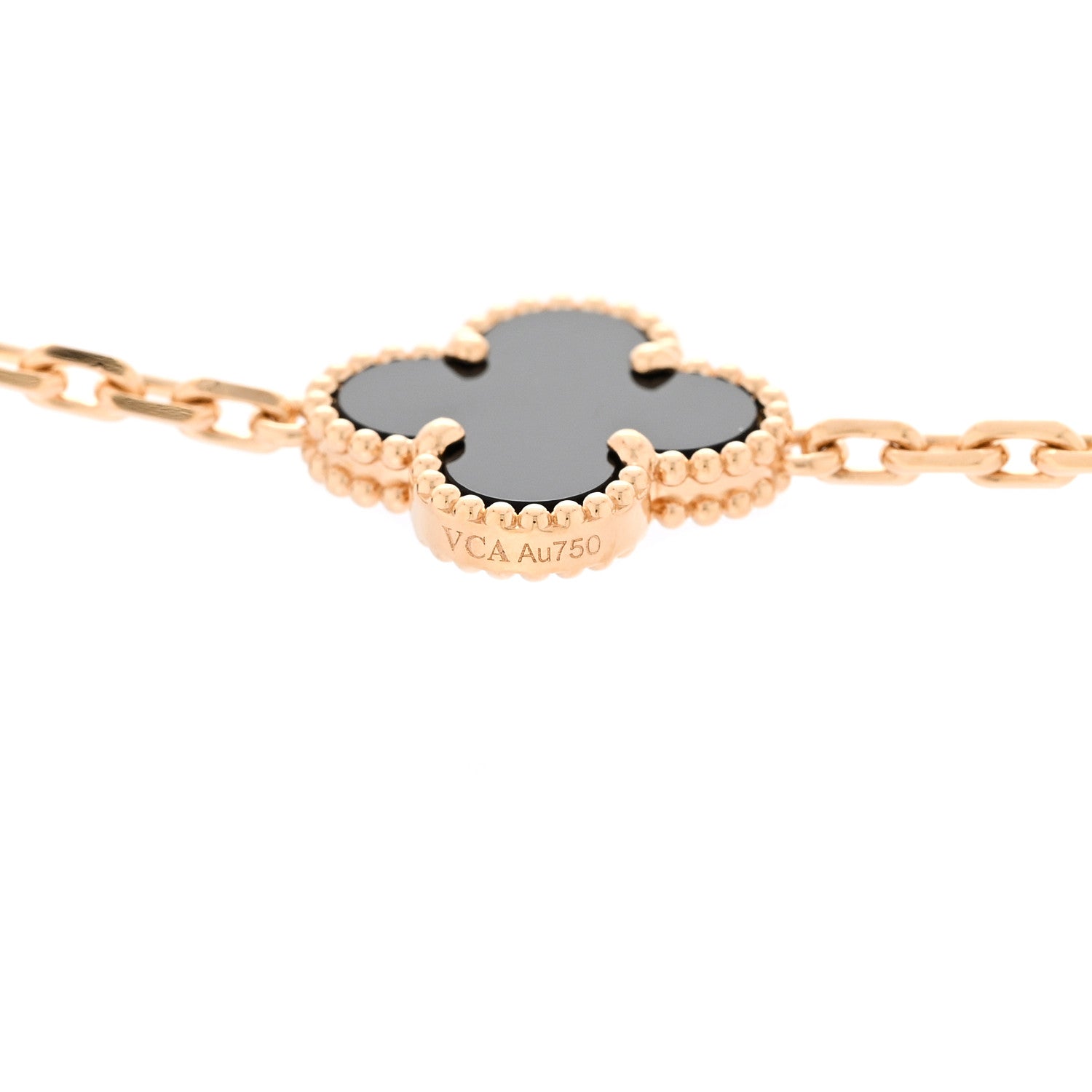 Van Cleef & Arpels 18K Yellow Gold Black Onyx 20-Motif Vintage Alhambra Necklace