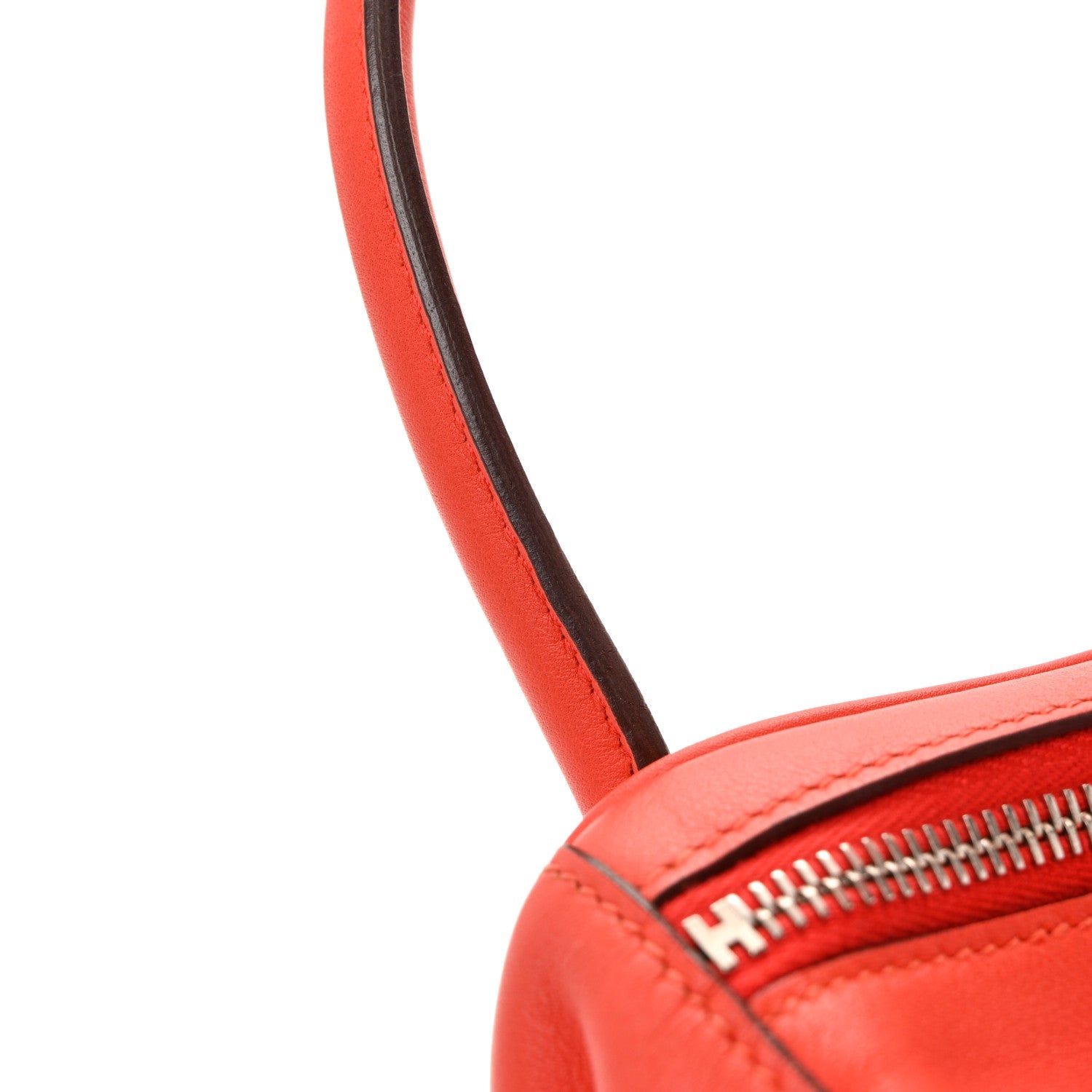 HERMES LINDY 30 TRESSAGE DE CUIR ROUGE DE COEUR BLEU DU NORD ROUGE H EPSOM / SWIFT SILVER HARDWARE