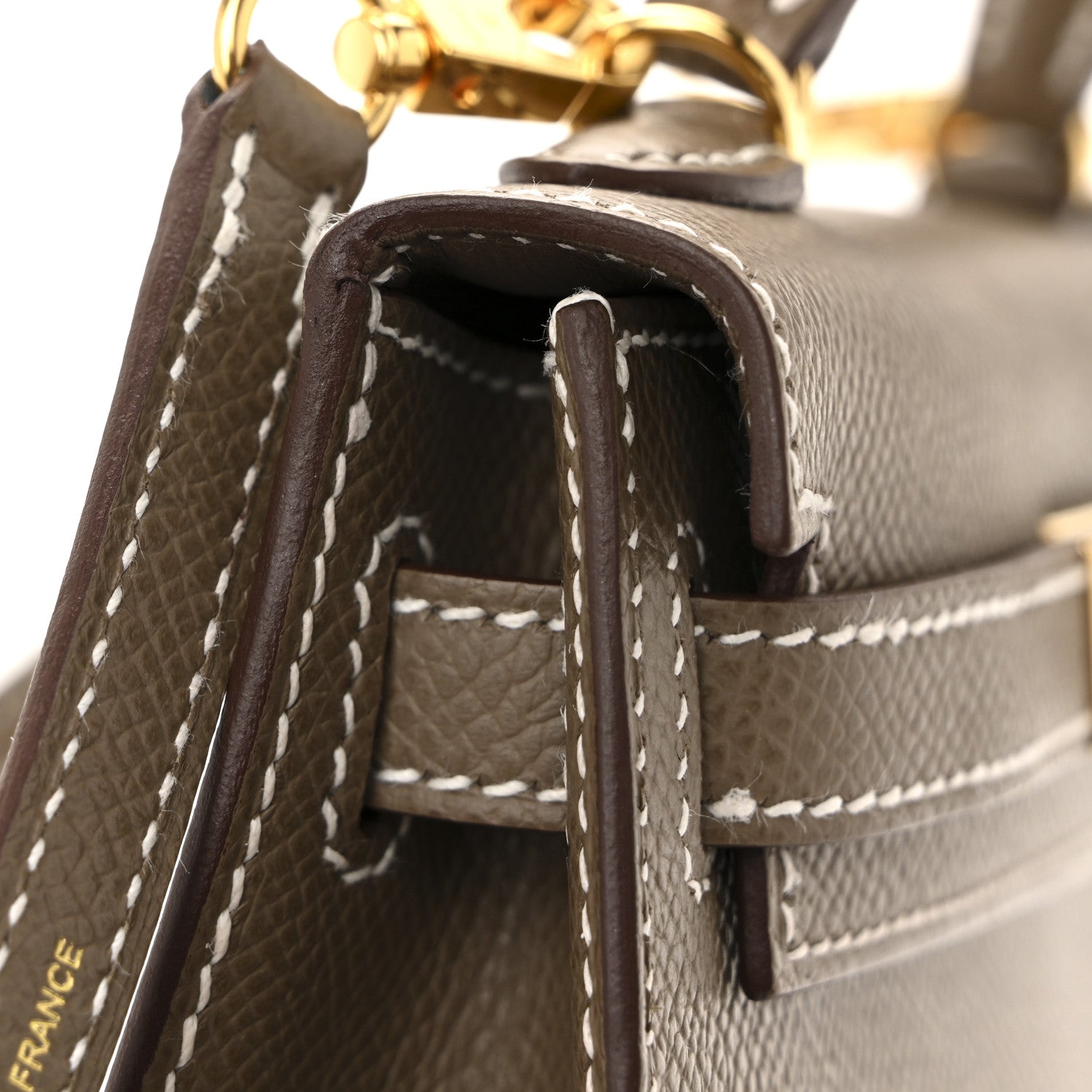 エルメス ミニケリー 20 外縫い Etoupe エプソン ゴールド金具 HERMES MINI KELLY 20 SELLIER ETOUPE EPSOM GOLD HARDWARE