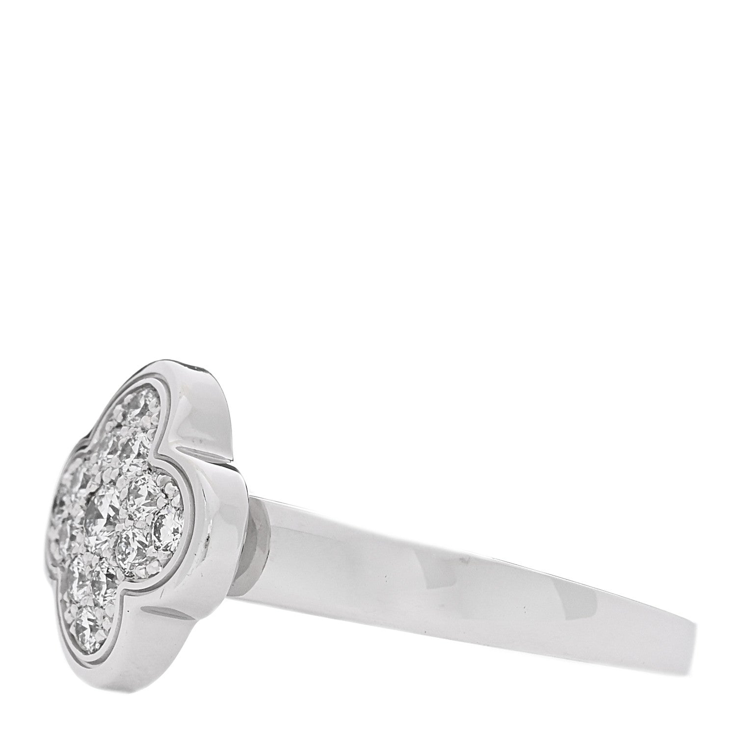 VAN CLEEF 18Kホワイトゴールド ダイヤモンド ピュア アルハンブラ リング 51