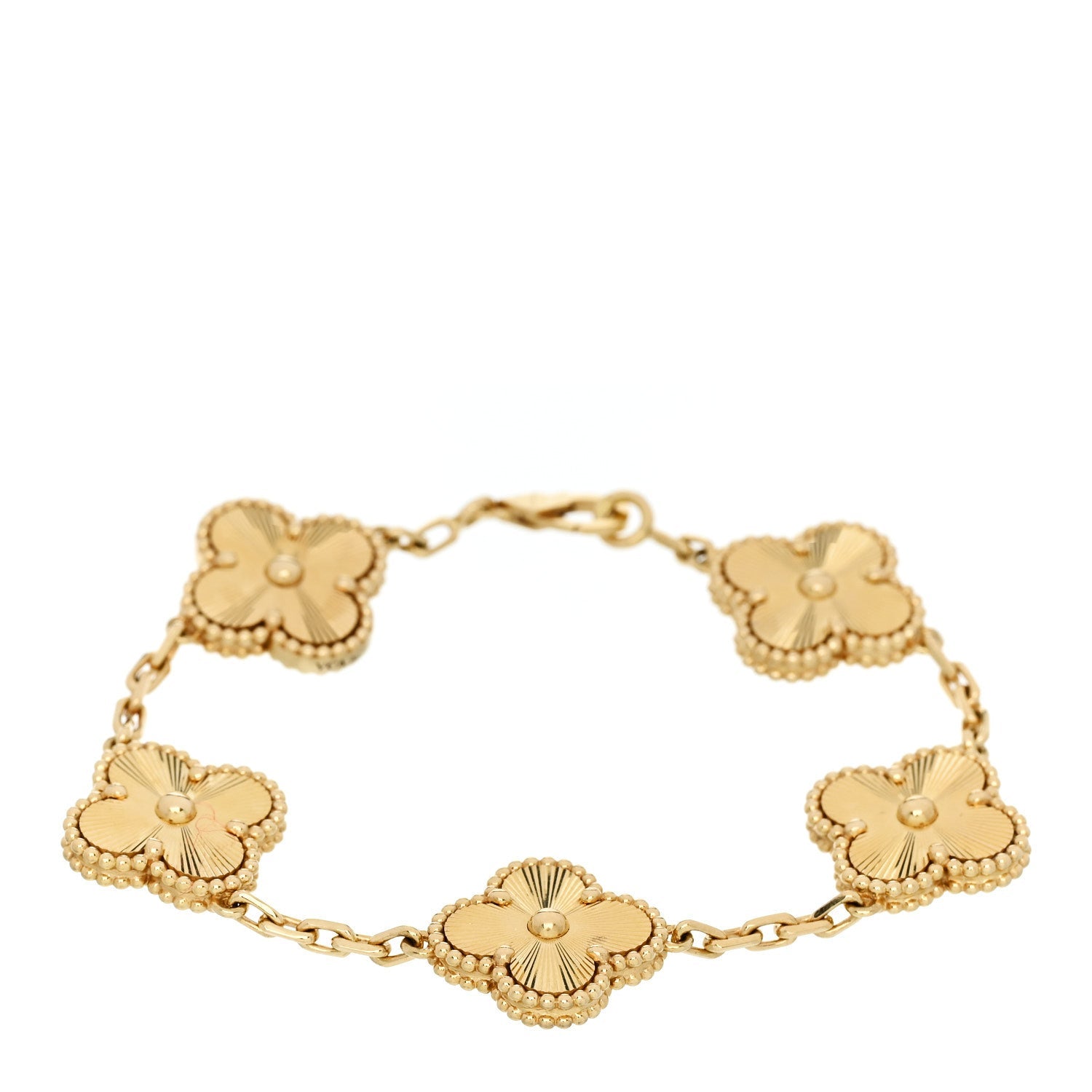 ヴァンクリーフ＆アーペル ヴィンテージアルハンブラ 5モチーフ ブレスレット ギョーシェ 18K イエローゴールド VAN CLEEF & ARPELS VINTAGE ALHAMBRA 5 MOTIFS BRACELET GUILLOCHÉ 18K YELLOW GOLD