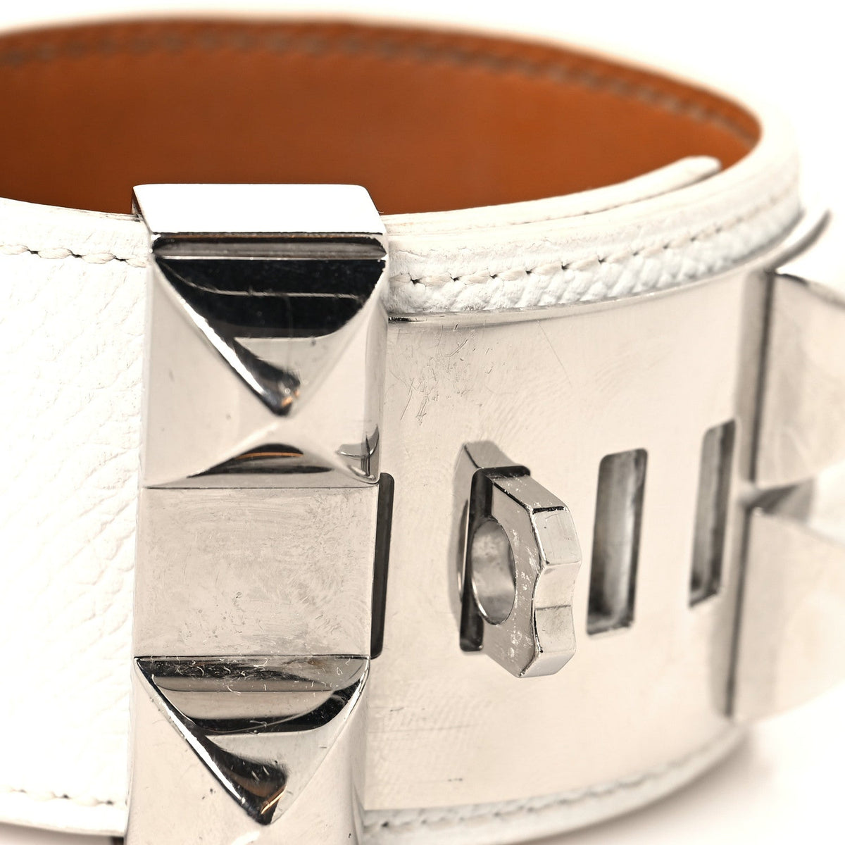 エルメス コリエドシアン ブレスレット エプソン S ホワイト HERMES COLLIER DE CHIEN BRACELET EPSOM S WHITE