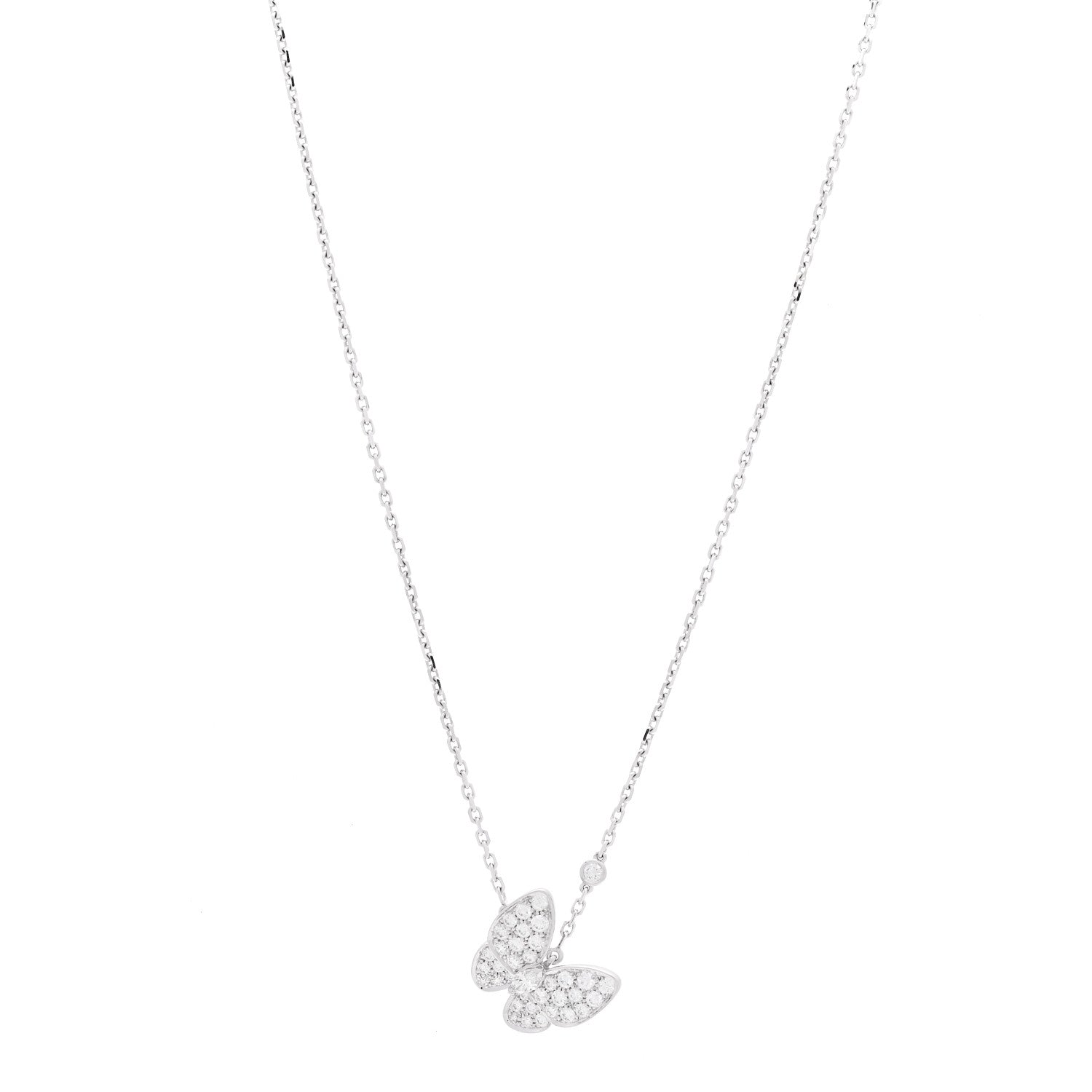 ヴァンクリーフ＆アーペル ツーバタフライ ペンダントネックレス ダイヤモンド 18K ホワイトゴールド VAN CLEEF & ARPELS TWO BUTTERFLY PENDANT NECKLACE DIAMOND 18K WHITE GOLD