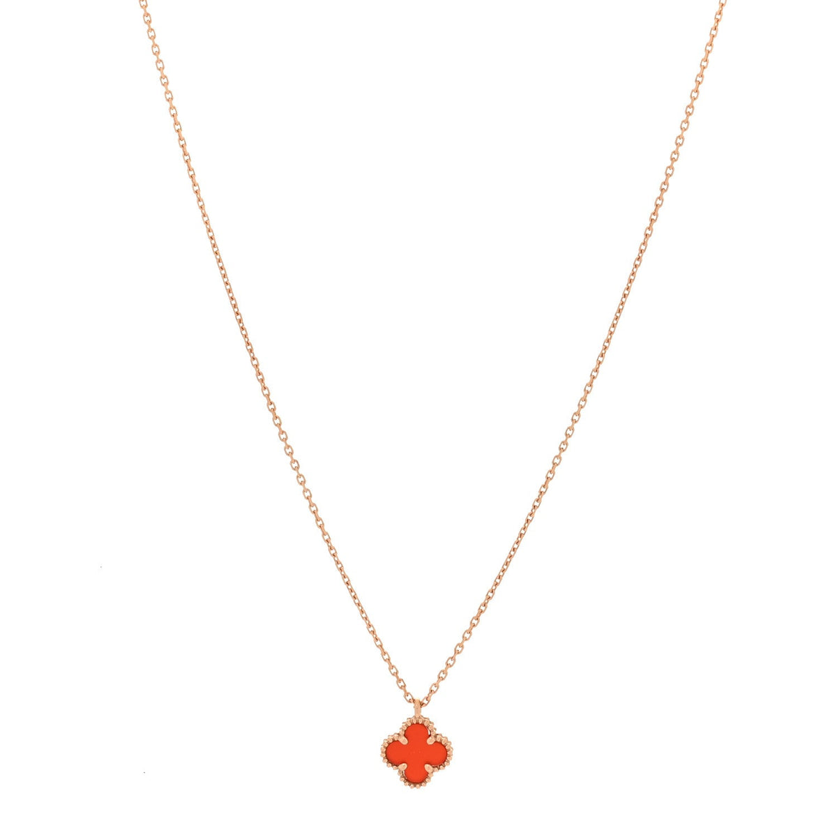 ヴァンクリーフ＆アーペル スウィートアルハンブラ ペンダントネックレス カーネリアン 18K ローズゴールド VAN CLEEF & ARPELS SWEET ALHAMBRA PENDANT NECKLACE CARNELIAN 18K ROSE GOLD