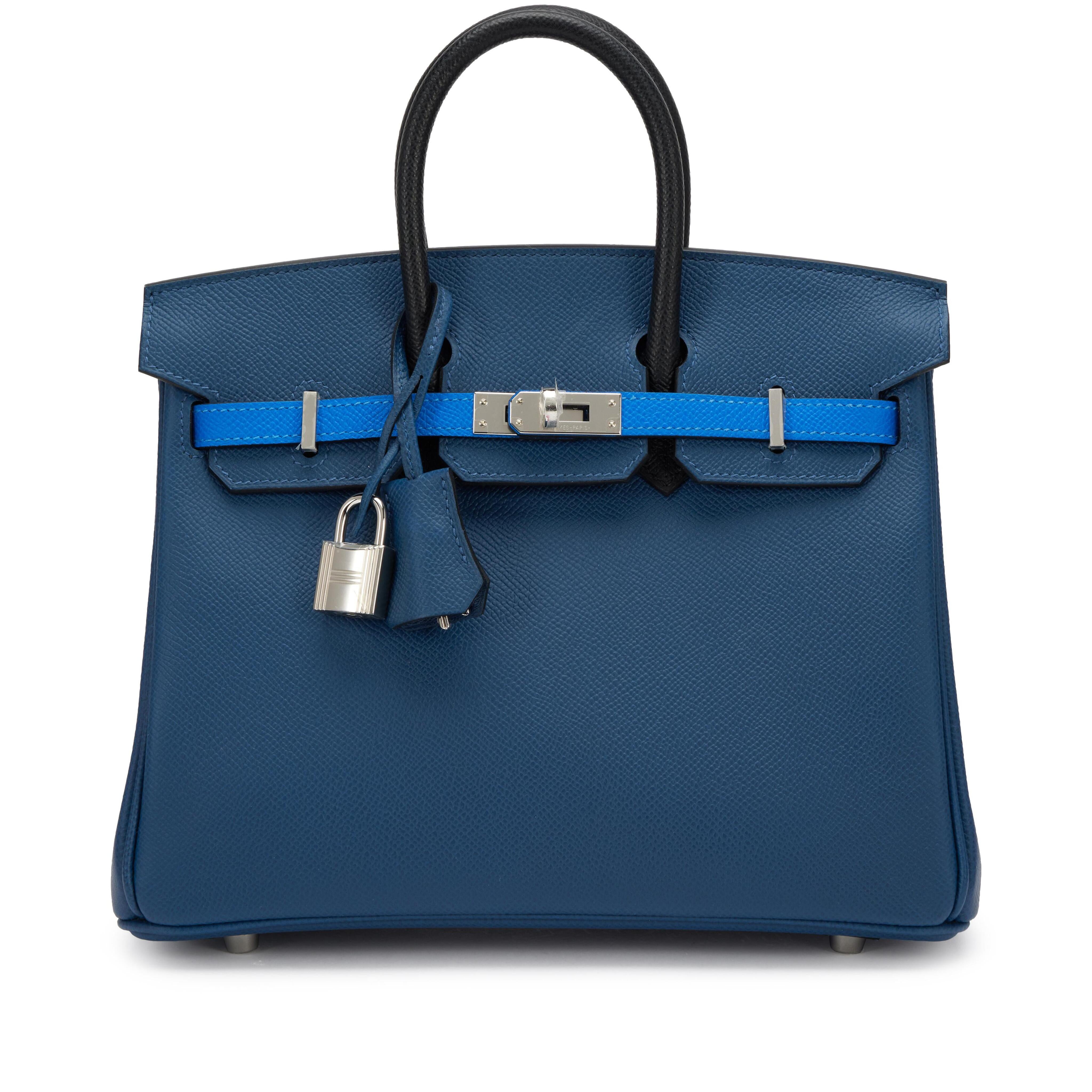 エルメス バーキン 25 トリコロール Deep Bleu Bleu Hydra Black エプソン シルバー金具 HERMES BIRKIN 25 TRICOLOR DEEP BLEU BLEU HYDRA BLACK EPSOM SILVER HARDWARE