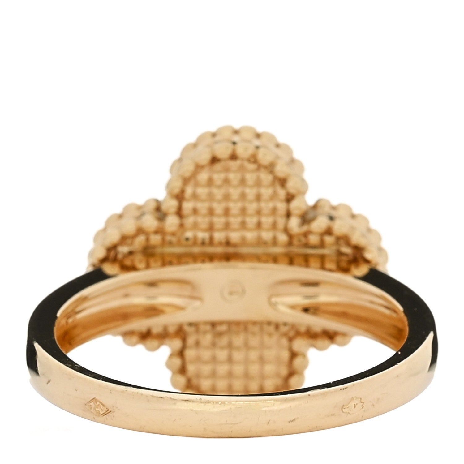 Van Cleef & Arpels 18K Yellow Gold Diamond Carnelian Vintage Alhambra Ring 52 6