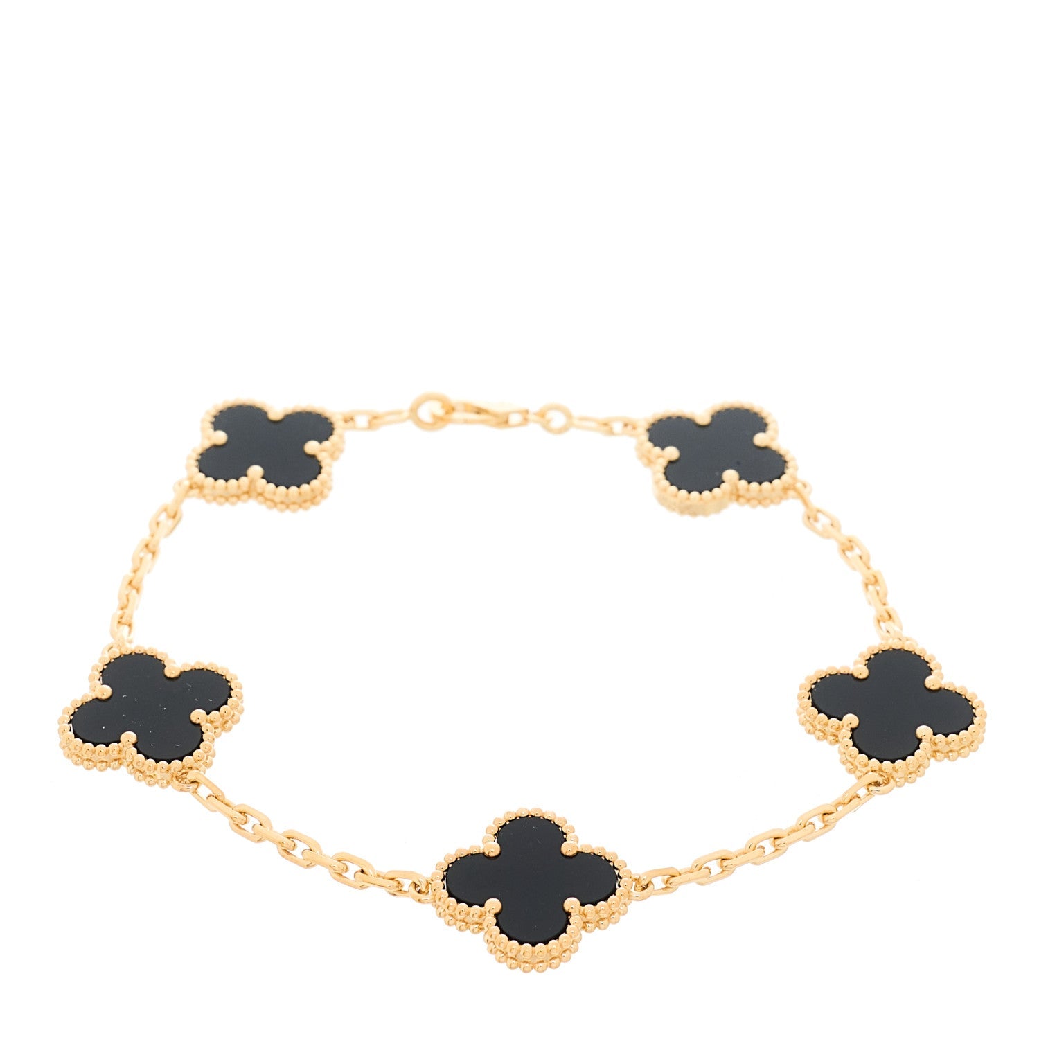 ヴァンクリーフ＆アーペル ヴィンテージアルハンブラ 5モチーフ ブレスレット ブラックオニキス 18K イエローゴールド VAN CLEEF & ARPELS VINTAGE ALHAMBRA 5 MOTIFS BRACELET BLACK ONYX 18K YELLOW GOLD