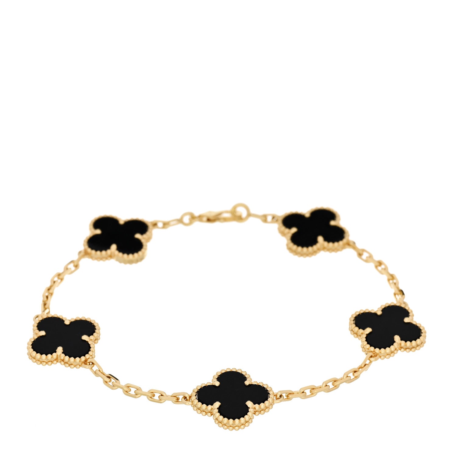 ヴァンクリーフ＆アーペル ヴィンテージアルハンブラ 5モチーフ ブレスレット ブラックオニキス 18K イエローゴールド VAN CLEEF & ARPELS VINTAGE ALHAMBRA 5 MOTIFS BRACELET BLACK ONYX 18K YELLOW GOLD
