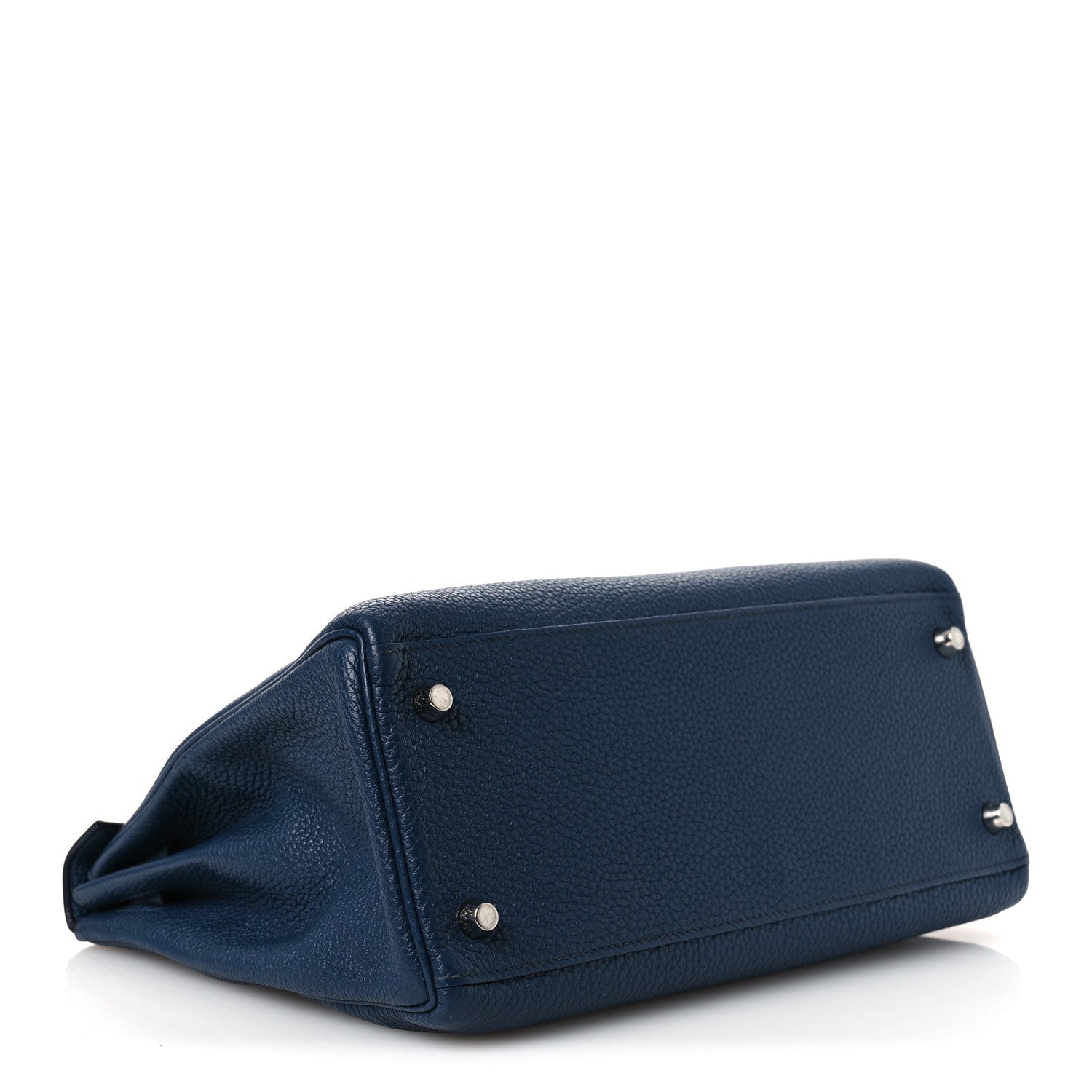 HERMES KELLY 28 RETOURNE BLEU DE PRUSSE TOGO SILVER HARDWARE