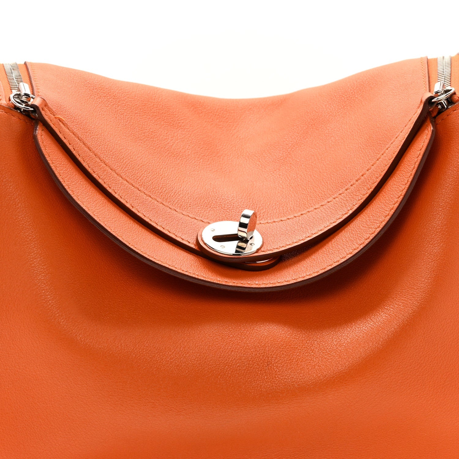 HERMES LINDY 30 ORANGE SWIFT SILVER HARDWARE