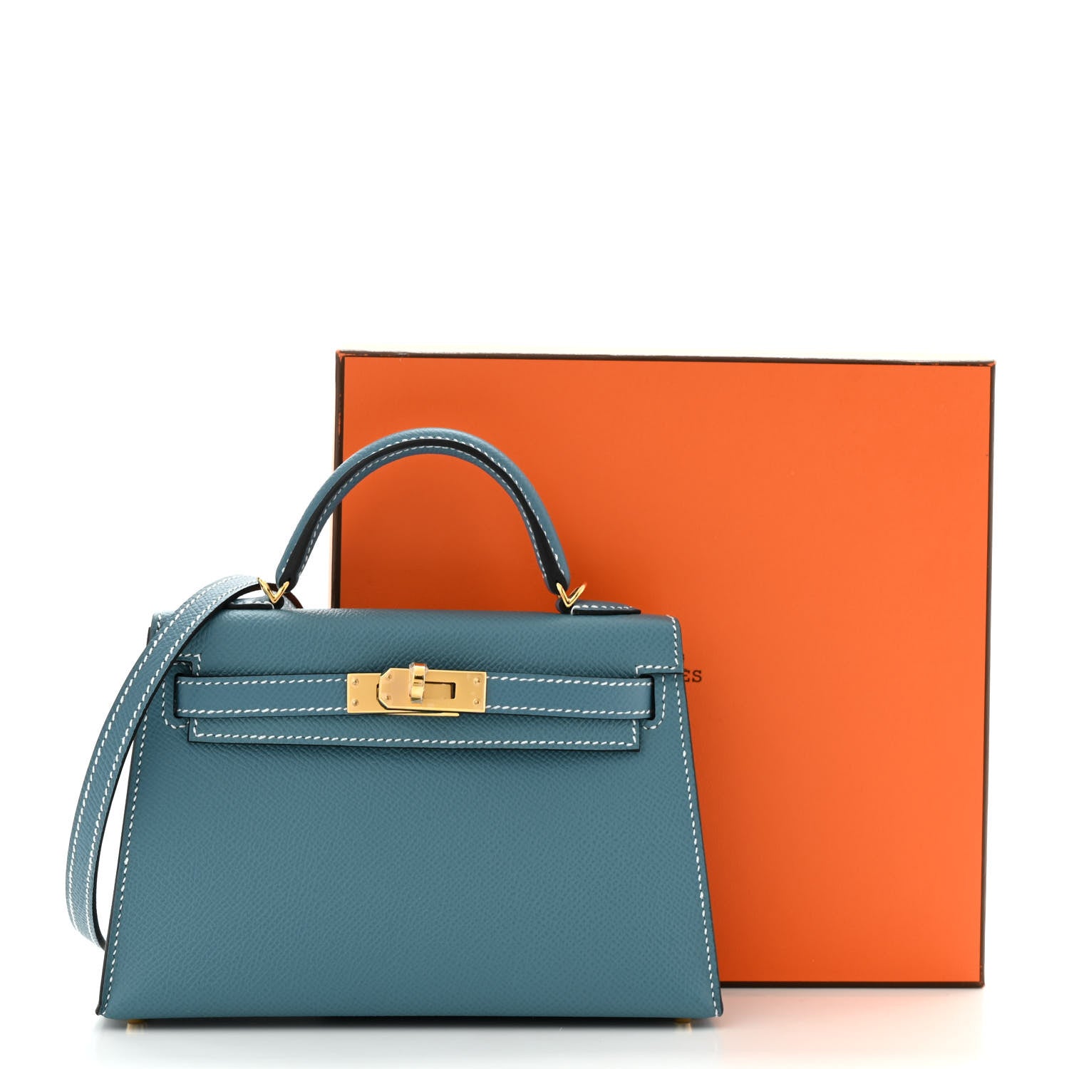 エルメス ミニケリー 20 外縫い New Blue Jean エプソン ゴールド金具 HERMES MINI KELLY 20 SELLIER NEW BLUE JEAN EPSOM GOLD HARDWARE