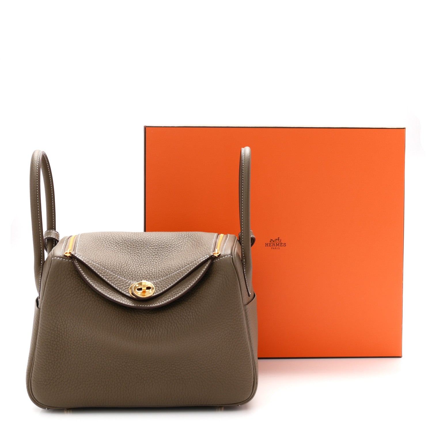エルメス リンディ 26 Etoupe トリヨンクレマンス ゴールド金具 HERMES LINDY 26 ETOUPE TAURILLON CLEMENCE GOLD HARDWARE