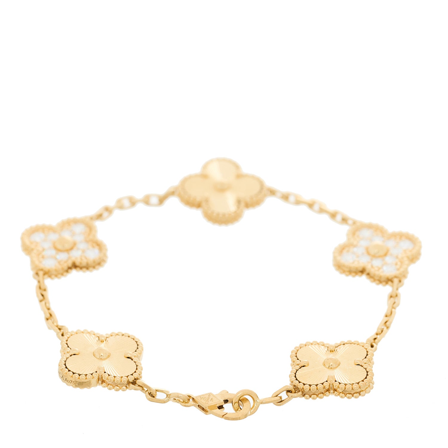 ヴァンクリーフ＆アーペル ヴィンテージアルハンブラ 5モチーフ ブレスレット マルチカラー 18K イエローゴールド VAN CLEEF & ARPELS VINTAGE ALHAMBRA 5 MOTIFS BRACELET MULTICOLOR 18K YELLOW GOLD