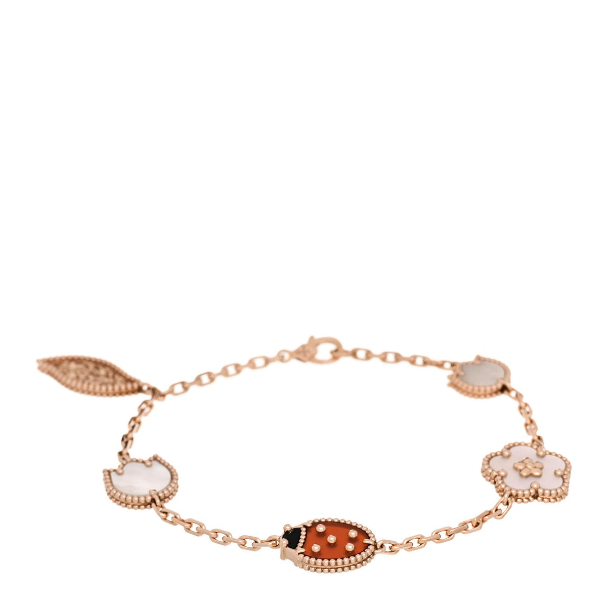 Van Cleef & Arpels Lucky Spring 5 Motifs Bracelet, Multicolor, 18K Rose Gold