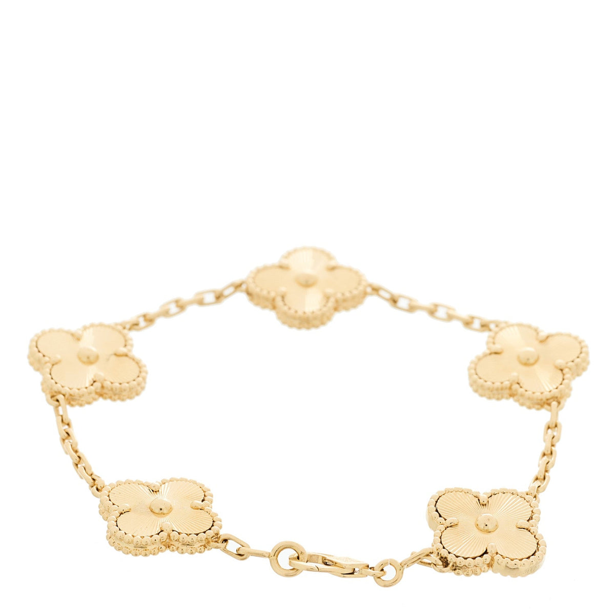 ヴァンクリーフ＆アーペル ヴィンテージアルハンブラ 5モチーフ ブレスレット ギョーシェ 18K イエローゴールド VAN CLEEF & ARPELS VINTAGE ALHAMBRA 5 MOTIFS BRACELET GUILLOCHÉ 18K YELLOW GOLD