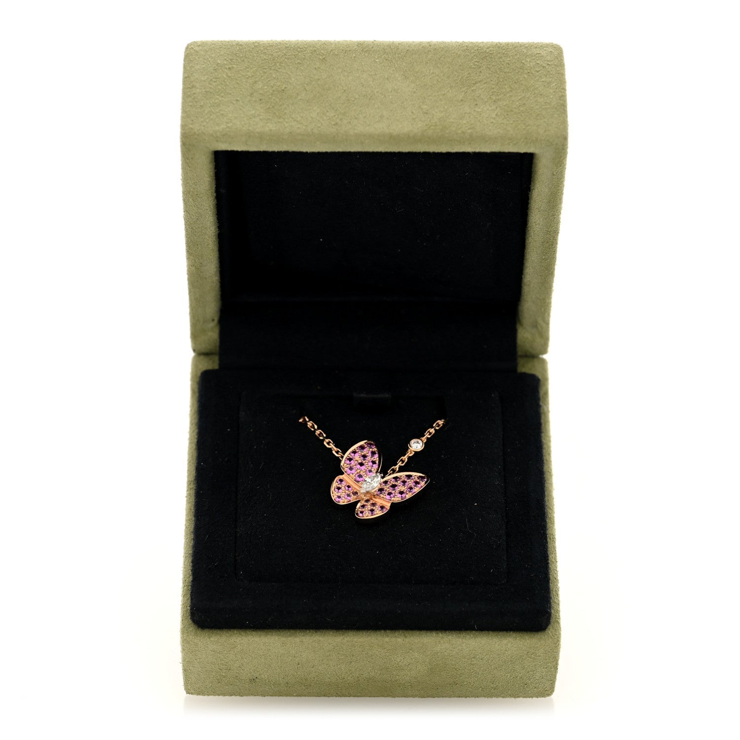 ヴァンクリーフ＆アーペル ツーバタフライ ペンダントネックレス ダイヤモンド 18K ローズゴールド VAN CLEEF & ARPELS TWO BUTTERFLY PENDANT NECKLACE DIAMOND 18K ROSE GOLD